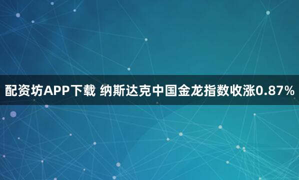 配资坊APP下载 纳斯达克中国金龙指数收涨0.87%