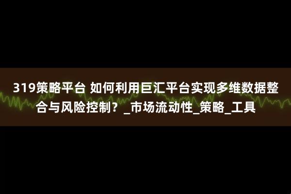 319策略平台 如何利用巨汇平台实现多维数据整合与风险控制？_市场流动性_策略_工具